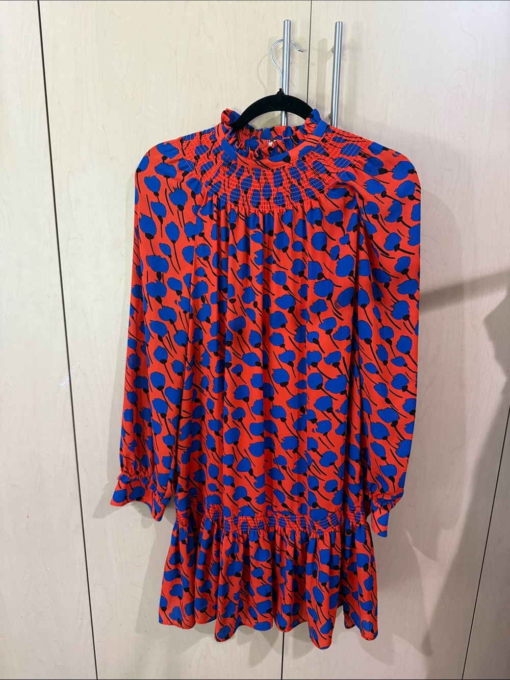 kate spade Orange and Blue Dress charming Floral Print dress with Long Sleeves - Picture 3 of 3